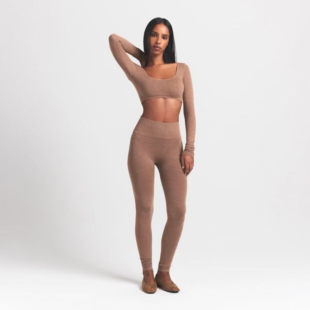 Skims Wool Rib High Waist Leggings Sienna Size XXS